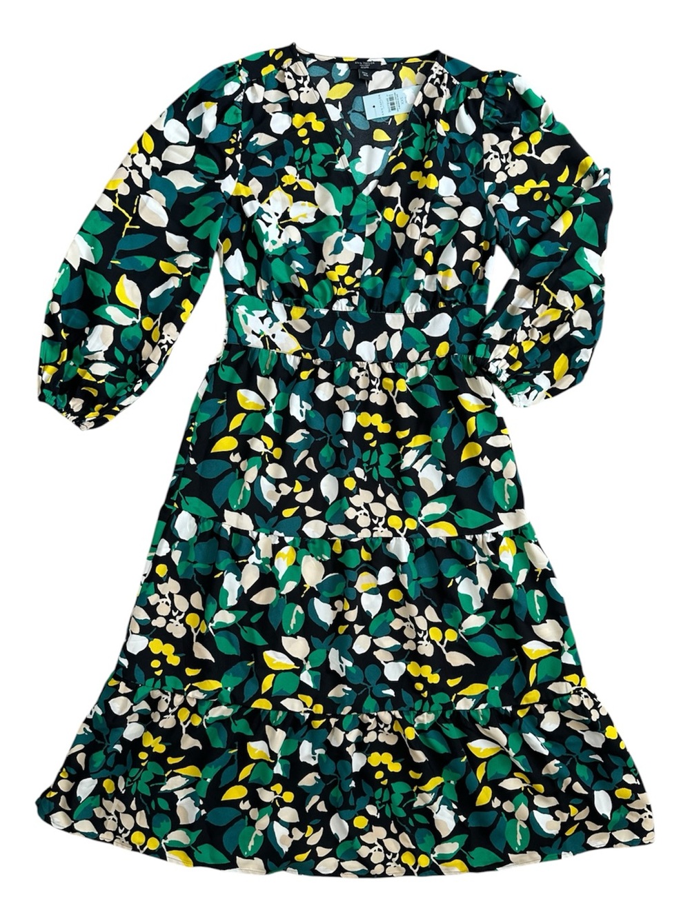 ANN TAYLOR Factory Women’s Floral V-Neck Tiered Midi Dress Petite XXSP